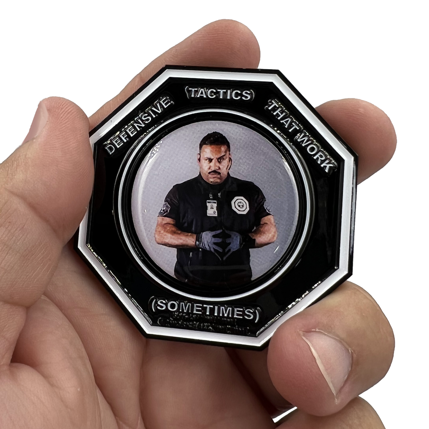 EL13-017 Defensive Tactics Firearms Instructor parody Challenge Coin Threat Mismanagement Specialists Police Military Gag Gift
