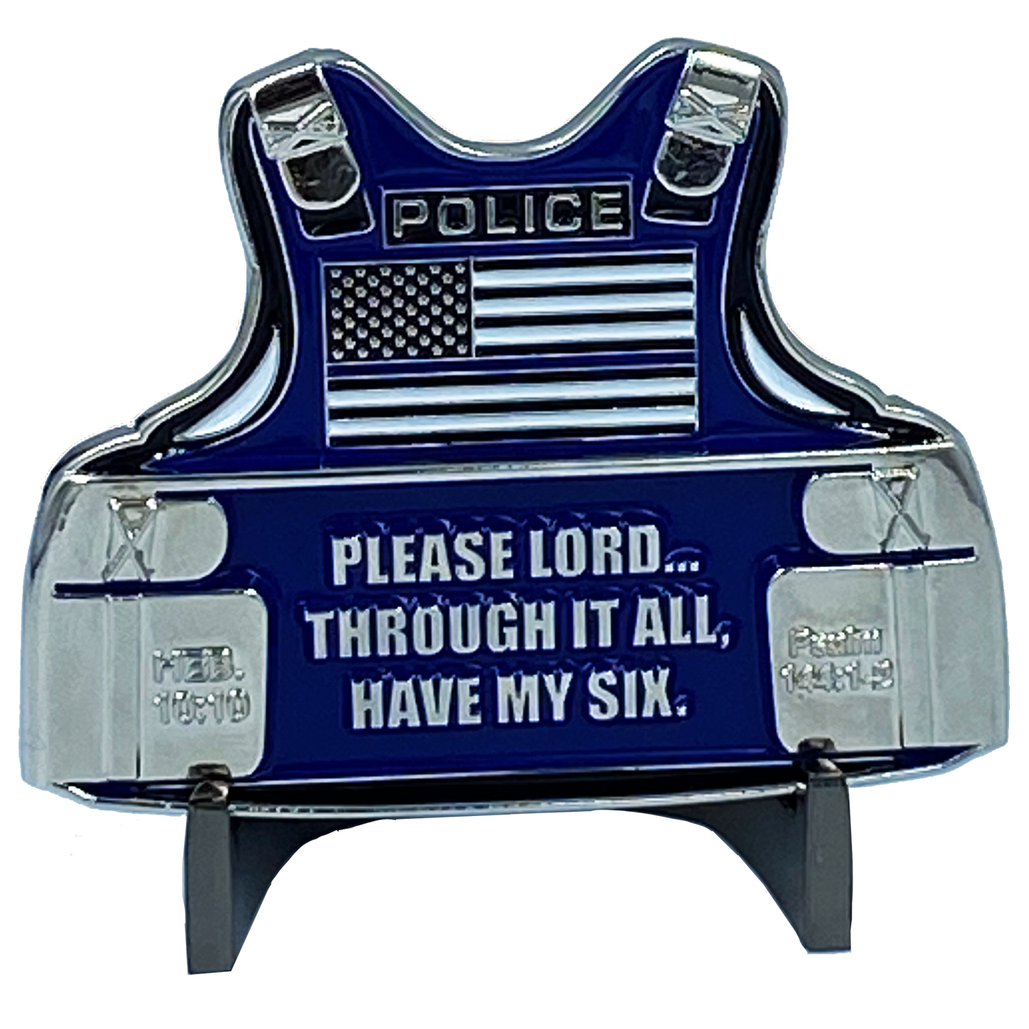 DL7-13 Police Officer's Prayer God Almighty Challenge Coin Thin Blue Line Tactical Body Armor