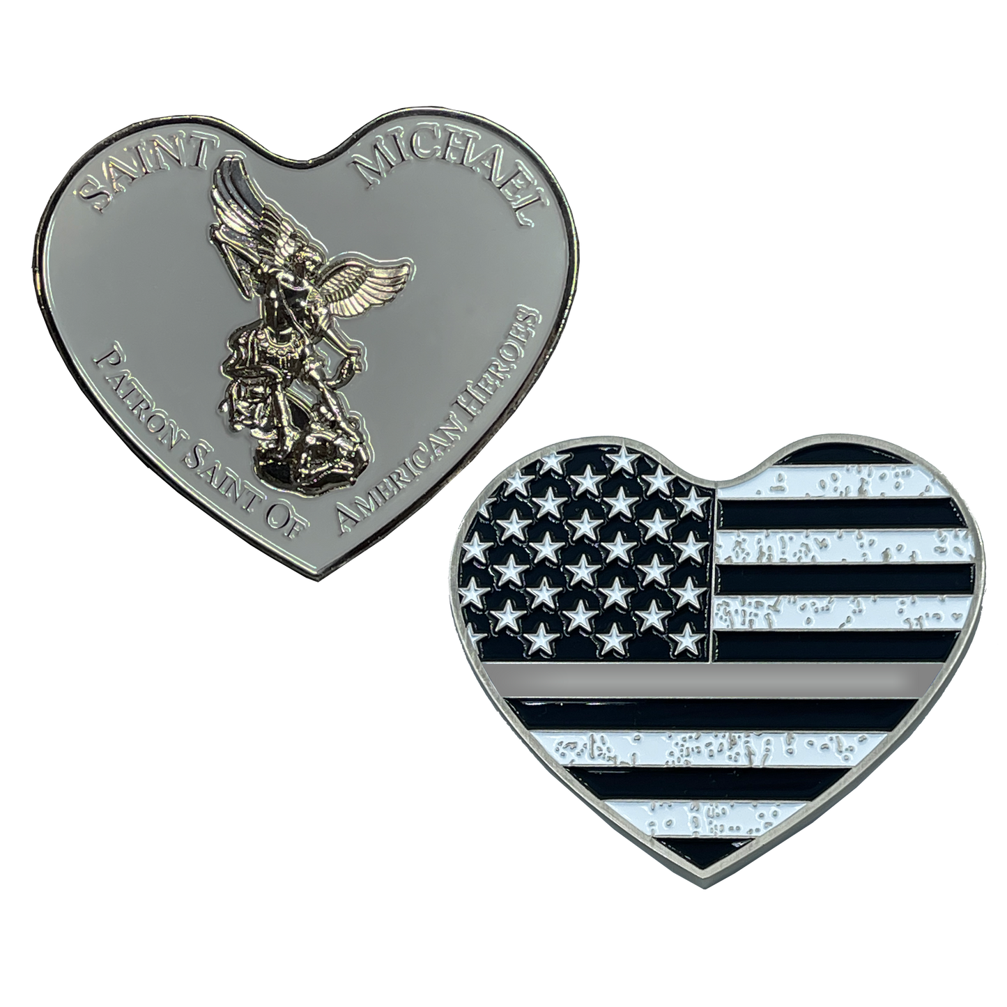 EL5-002 Thin GRAY Line St. Michael Heart Love Prayer Patron Saint of American Heroes Correctional Officer CO Department of Corrections