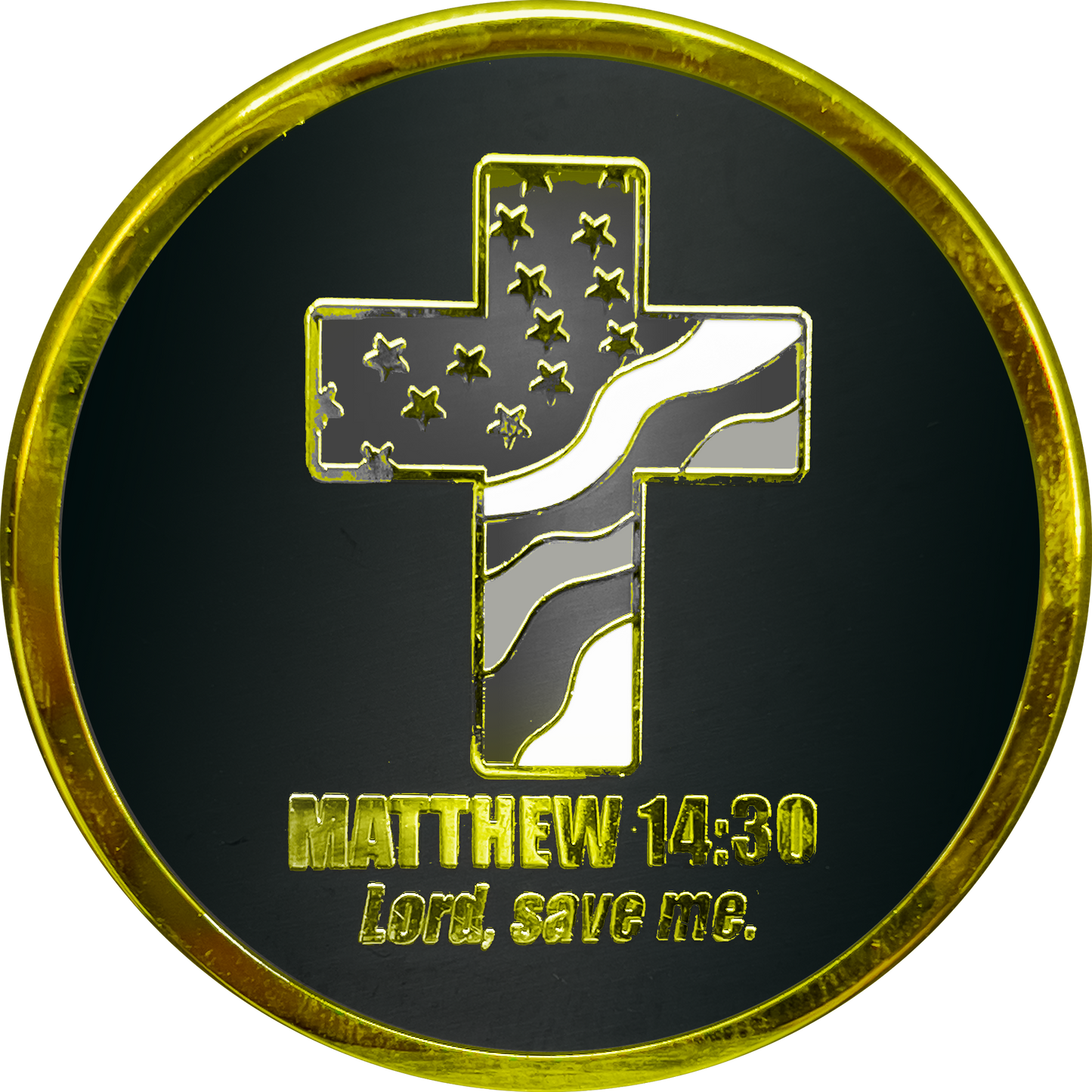GL7-004 Correctional Officer CO Prayer Saint Michael Protect Us Matthew 14:30 Challenge Coin Thin Gray Line