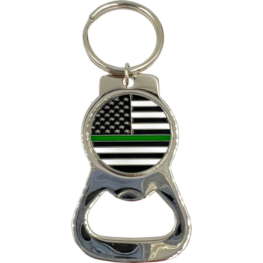 KCB-001-B Thin Green Line flag Police Officer Keychain Bottle Opener Border Patrol Agent Deputy Sheriff Army