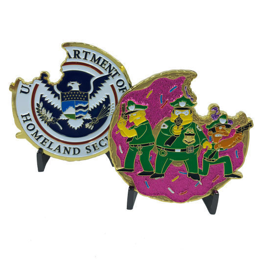 A-011 Green Police Task Force Simpsons inspired Donut Challenge Coin Sheriff Border Patrol