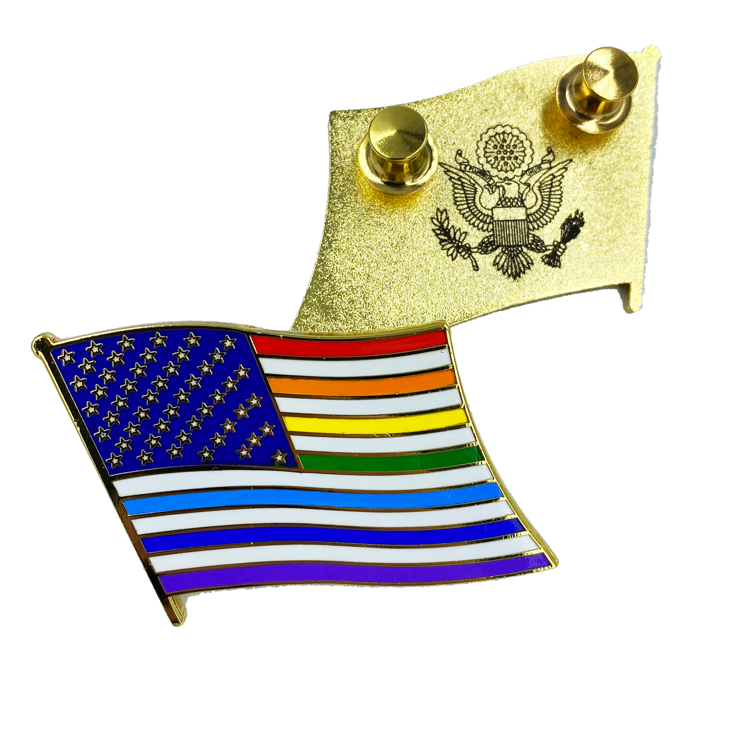 discontinued CC-020 Large 2 inch LGBTQ Rainbow Pride American Flag 2 inch cloisonné gay pins