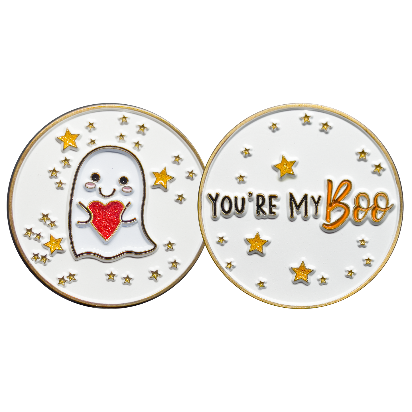 GL8-003 You're My Boo Challenge Coin I Love You Ghost with a heart on valentines Day Gift Anniversary Present