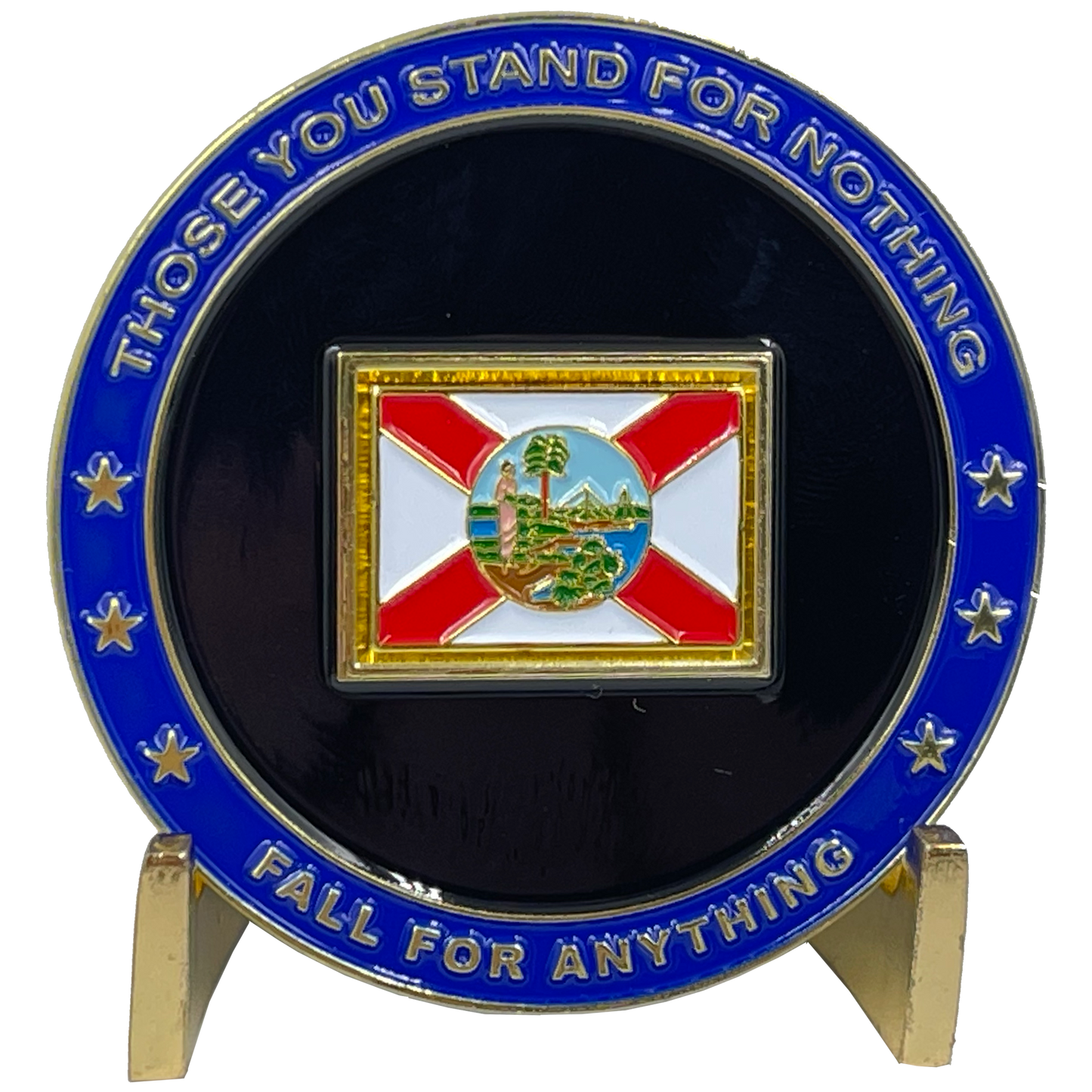 Discontinued BL3-002 Florida BACKS THE BLUE Thin Blue Line Police Challenge Coin with free matching State Flag pin back the blue FHP Miami BSO Sheriff CBP Tallahassee Tampa Orlando Jacksonville trooper