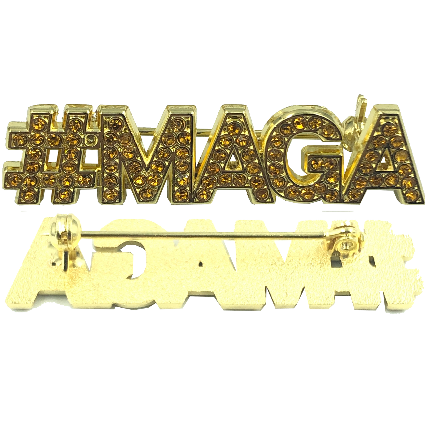 CL6-004 Gold Crystal #MAGA pin TRUMP MAGA Make America Great Again yellow
