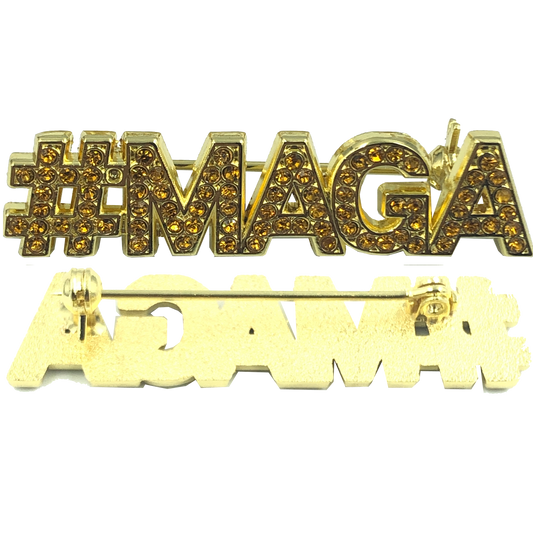 CL6-004 Gold Crystal #MAGA pin TRUMP MAGA Make America Great Again yellow