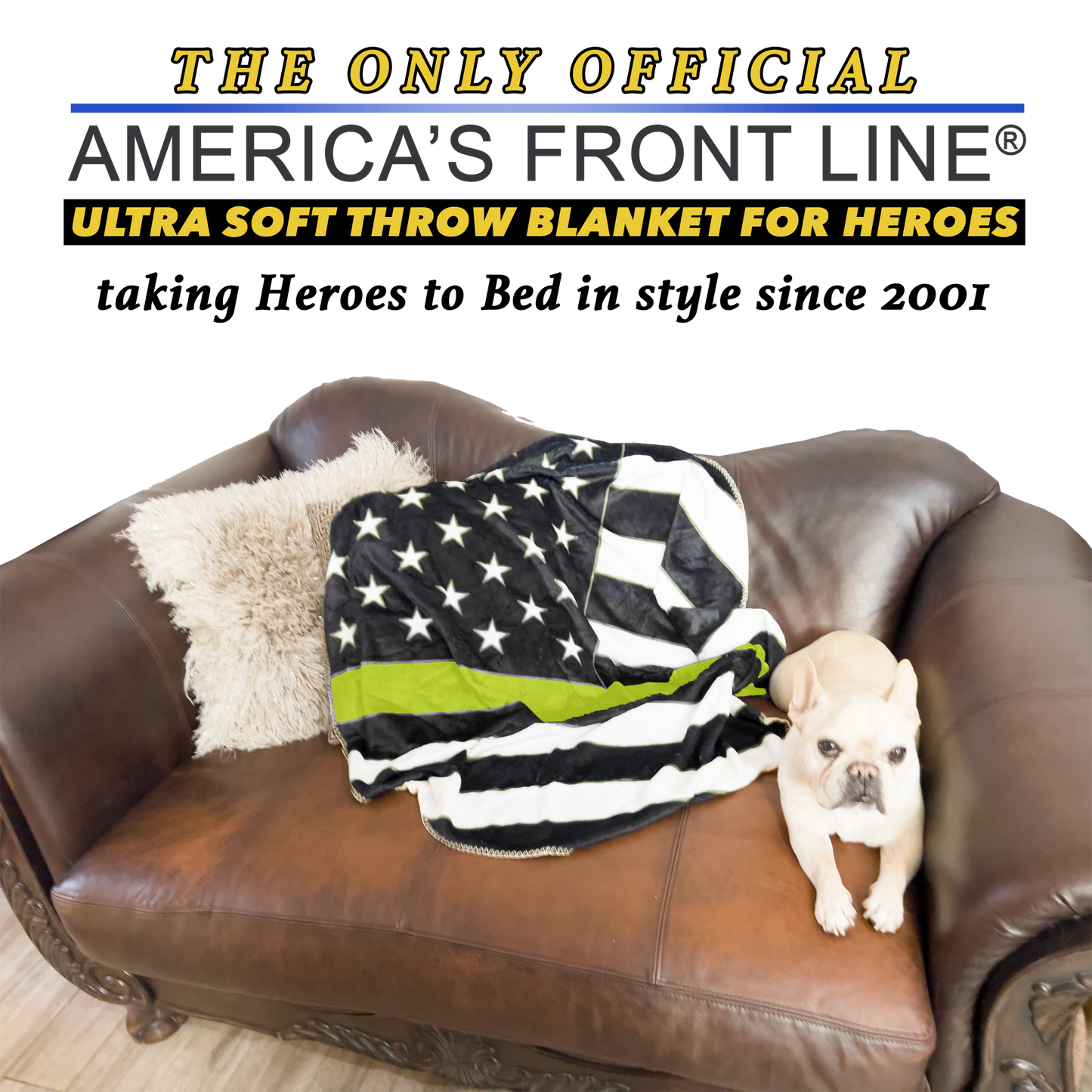 EL10-017 Official America's Front Line Thin Gold Line 911 Emergency Dispatcher Round Blanket Bedding Sofa Couch Throw Trucker Yellow