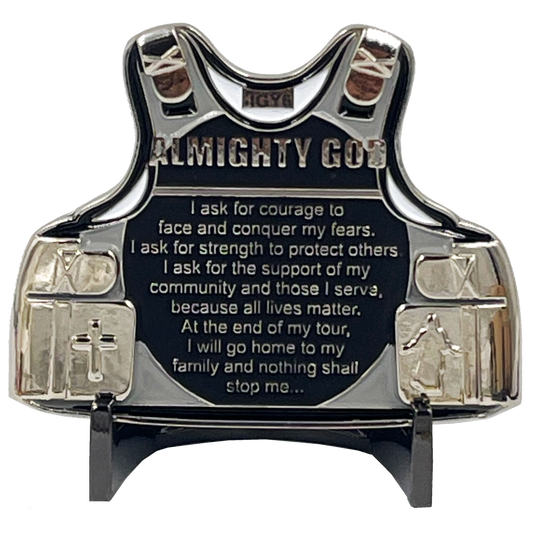 BL10-016 Correctional Officer's Prayer God Almighty Challenge Coin Thin Gray Line CO Corrections