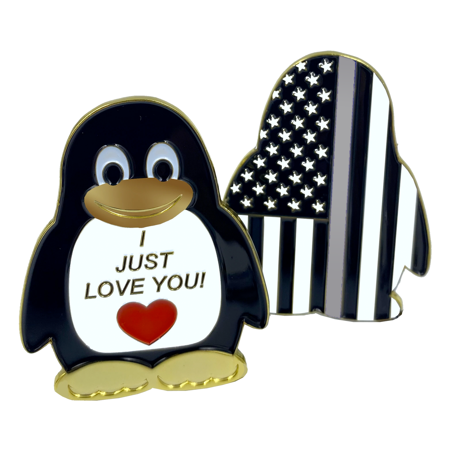 CL15-09 Penguin "I Just Love You" Corrections Thin Gray Line challenge coin CO Correctional Officer