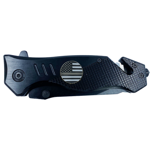 Thin Gray Line collectible 3-in-1 Police Tactical Rescue tool for Correctional Officers CO Corrections with Seatbelt Cutter, Steel Serrated Blade, Glass Breaker