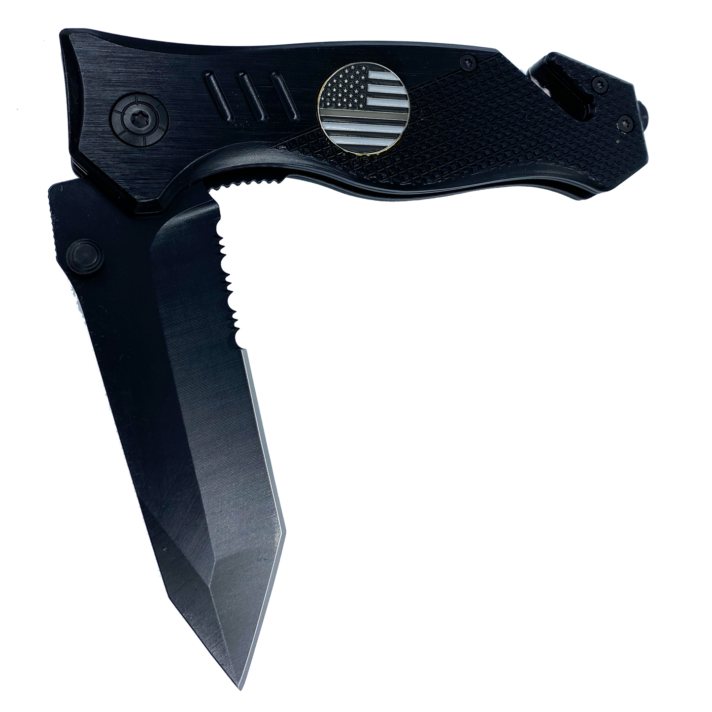 Thin Gray Line collectible 3-in-1 Police Tactical Rescue tool for Correctional Officers CO Corrections with Seatbelt Cutter, Steel Serrated Blade, Glass Breaker