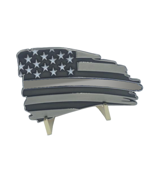 L-31 Metal Thin Gray Line Flag Decal with 3M Tape Correctional Officer CO Corrections Car Truck