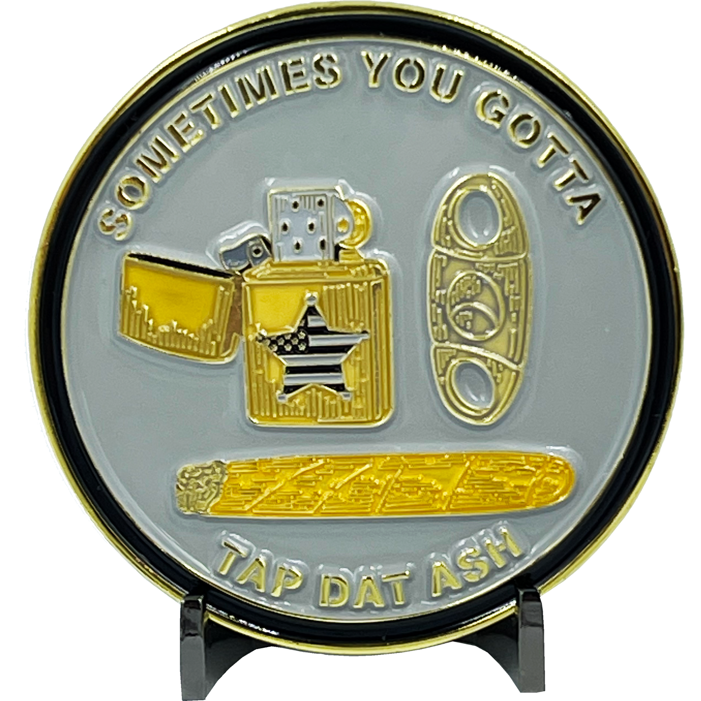 BL12-010 Corrections CO Thin Gray Line Correctional Officer Cigar Gorilla Challenge Coin Tap Dat Ash SOME PEOPLE MEDITATE WE SMOKE CIGARS