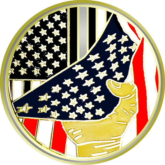 PBX-002-K Thin Gray Line American Flag Corrections Correctional Officer CO Lapel Pin hand pulling down Correction Officer