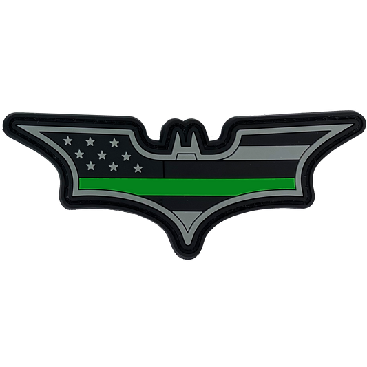 CL4-12 Bat Green Line PVC Patch hook and loop back Border Patrol Army Marines Deputy Sheriff