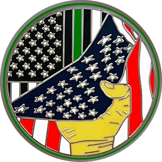 PBX-002-J Thin Green Line American Flag Police Lapel Pin hand pulling down CBP Border Patrol Agent Deputy Sheriff Army Marines