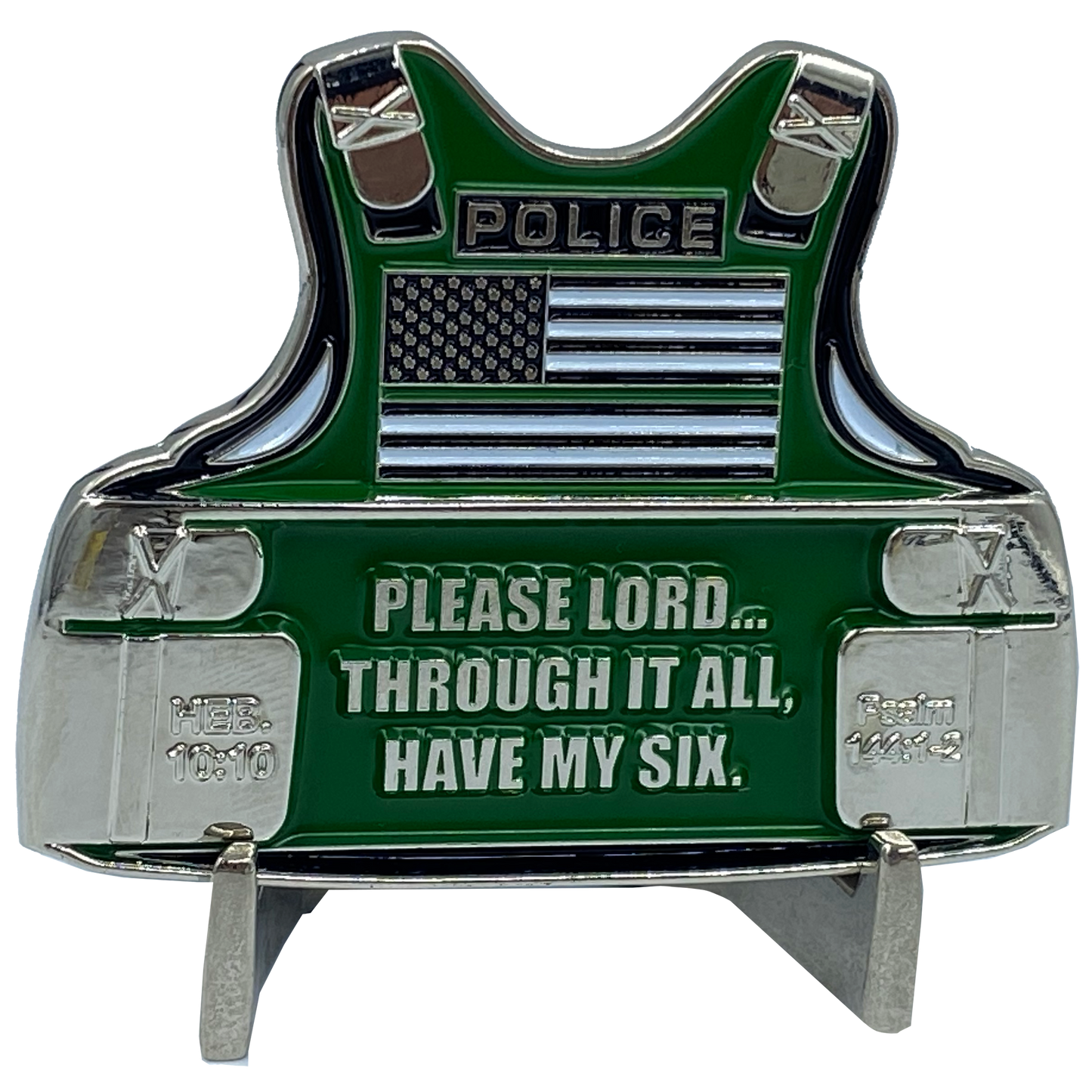 J-004 Police Officer's Prayer God Almighty Challenge Coin Thin Green Line Tactical Body Armor Border Patrol Marines Army Deputy Sheriff