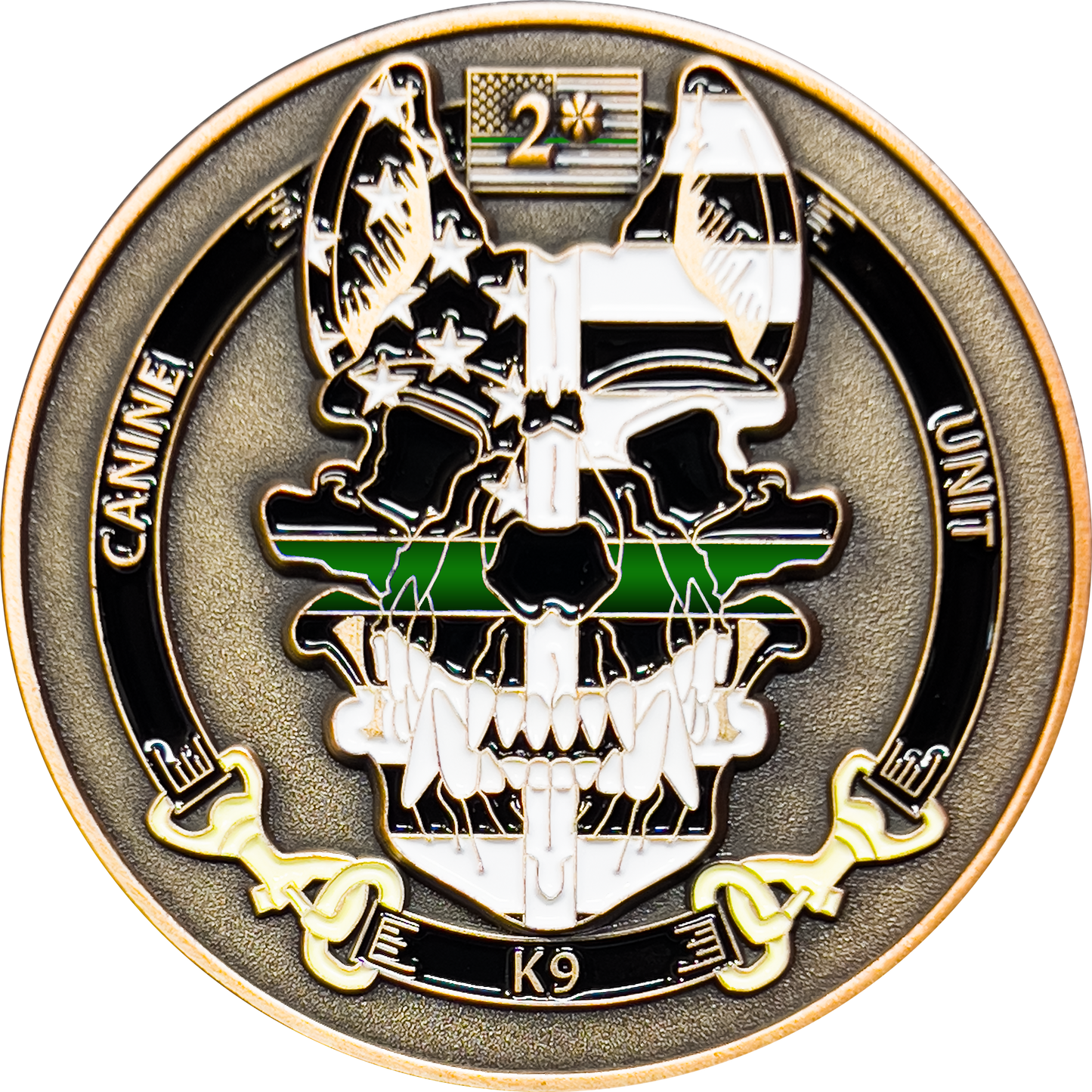 GL11-003 Border Patrol Agent Canine Enforcement K9 Thin Green Line Challenge Coin CBP BPA
