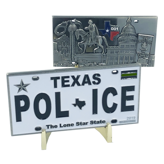discontinued BL12-009 Thin Green Line Texas Police License Plate Challenge Coin Border Patrol Sheriff CBP Law Enforcement