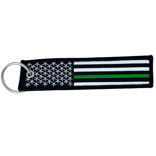DD-001 Thin Green Line Sheriff Deputy Military Flag Law Enforcement Border Patrol Keychain or Luggage Tag or zipper pull Army Marines Security