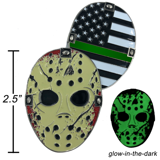 A-009 Thin Green Line Jason Voorhees Goalie Mask Friday the 13th Sheriff Border Patrol CBP