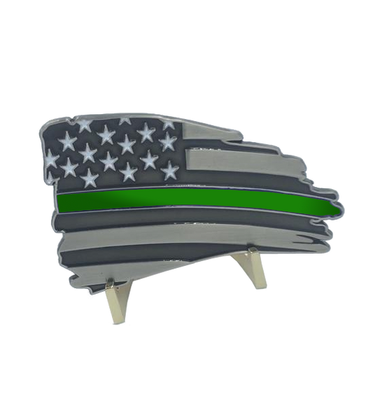 L-32 Metal Thin Green Line Flag Decal with 3M Tape