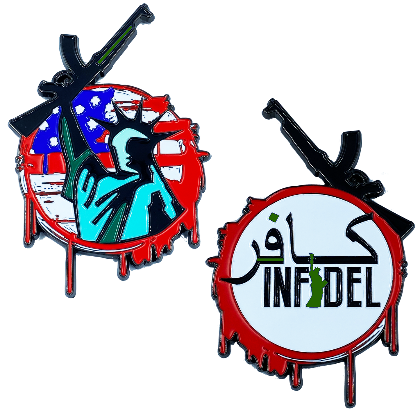 discontinued DL8-09 Infidel Statue of Liberty American Flag M4 Thin Green Line Challenge Coin Border Patrol Army Marines Military