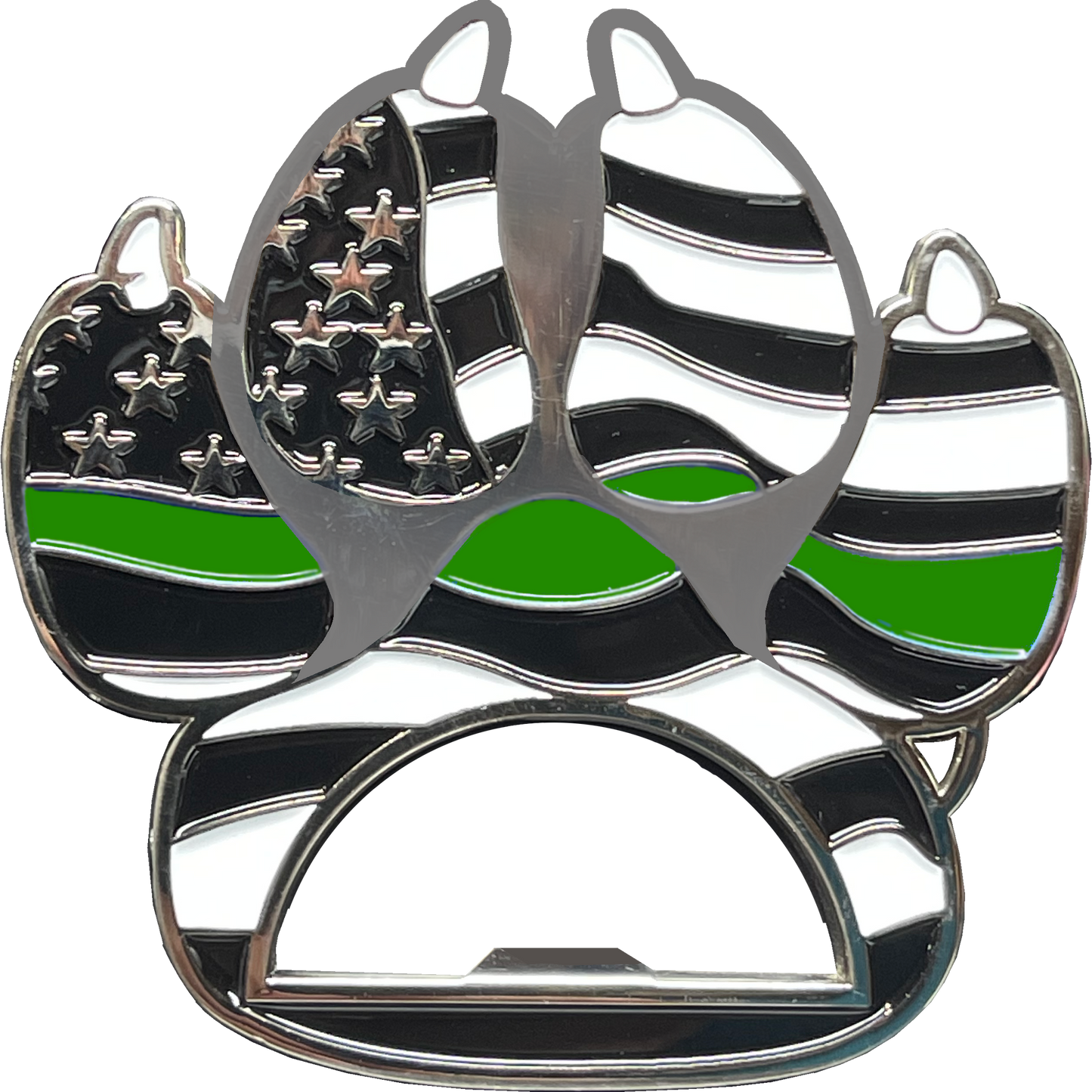 BL16-011 Thin Green Line Police Canine K9 unit paw bottle opener Border Patrol Deputy Sheriff Army Marines challenge coin