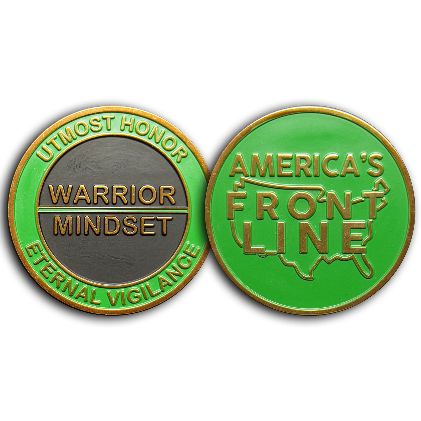 GL8-005 Warrior Mindset Challenge Coin Thin Green Line Border Patrol Agent Army Marines