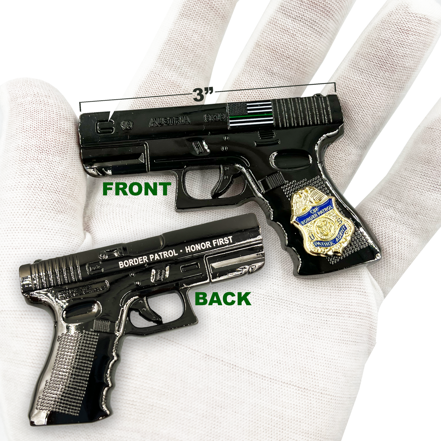 BL1-04A Border Patrol Agent CBP BPA gl0ck Thin Green Line Challenge Coin Police Honor First