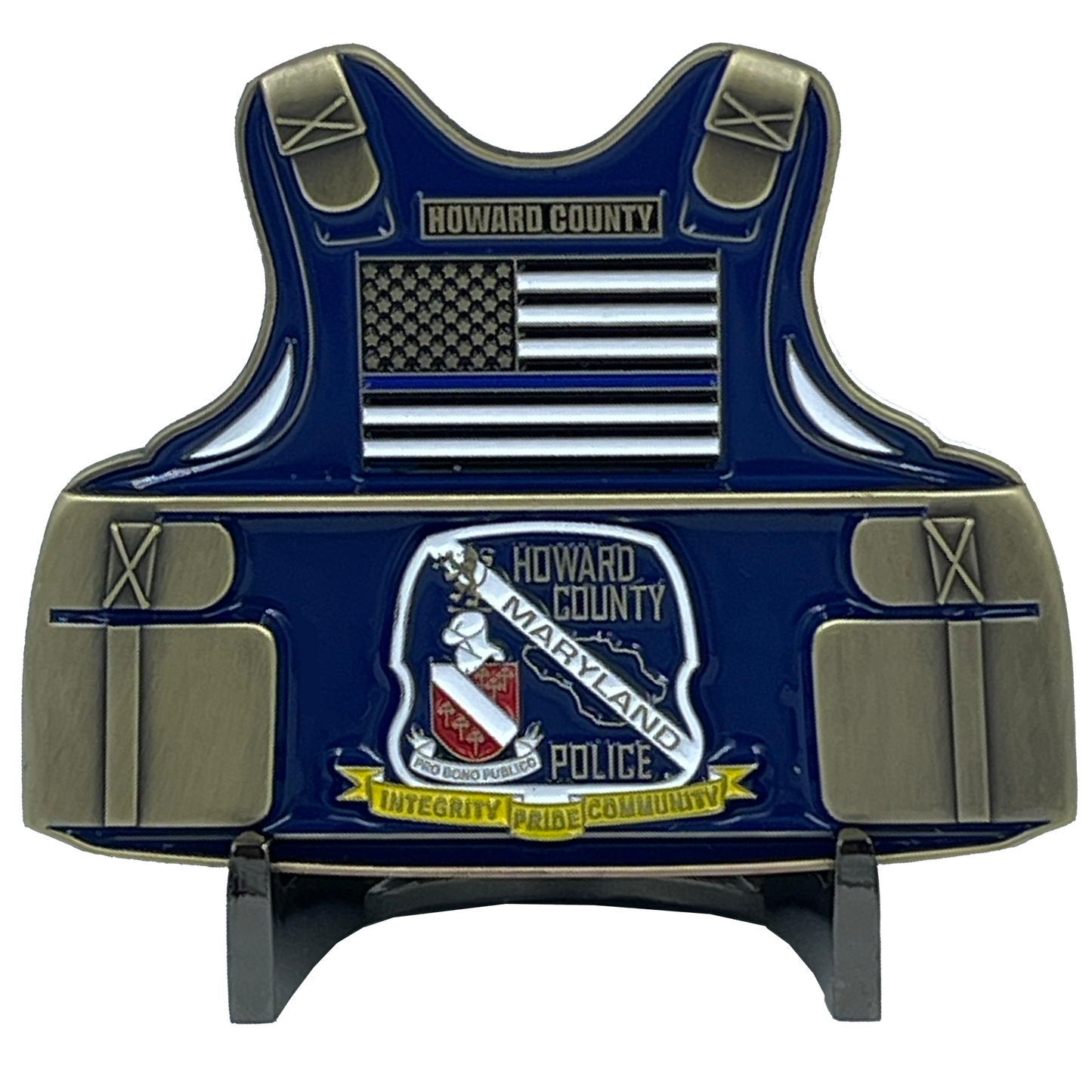 discontinued BL8-007 Howard County Maryland Police Department Police Officer Body Armor Challenge Coin