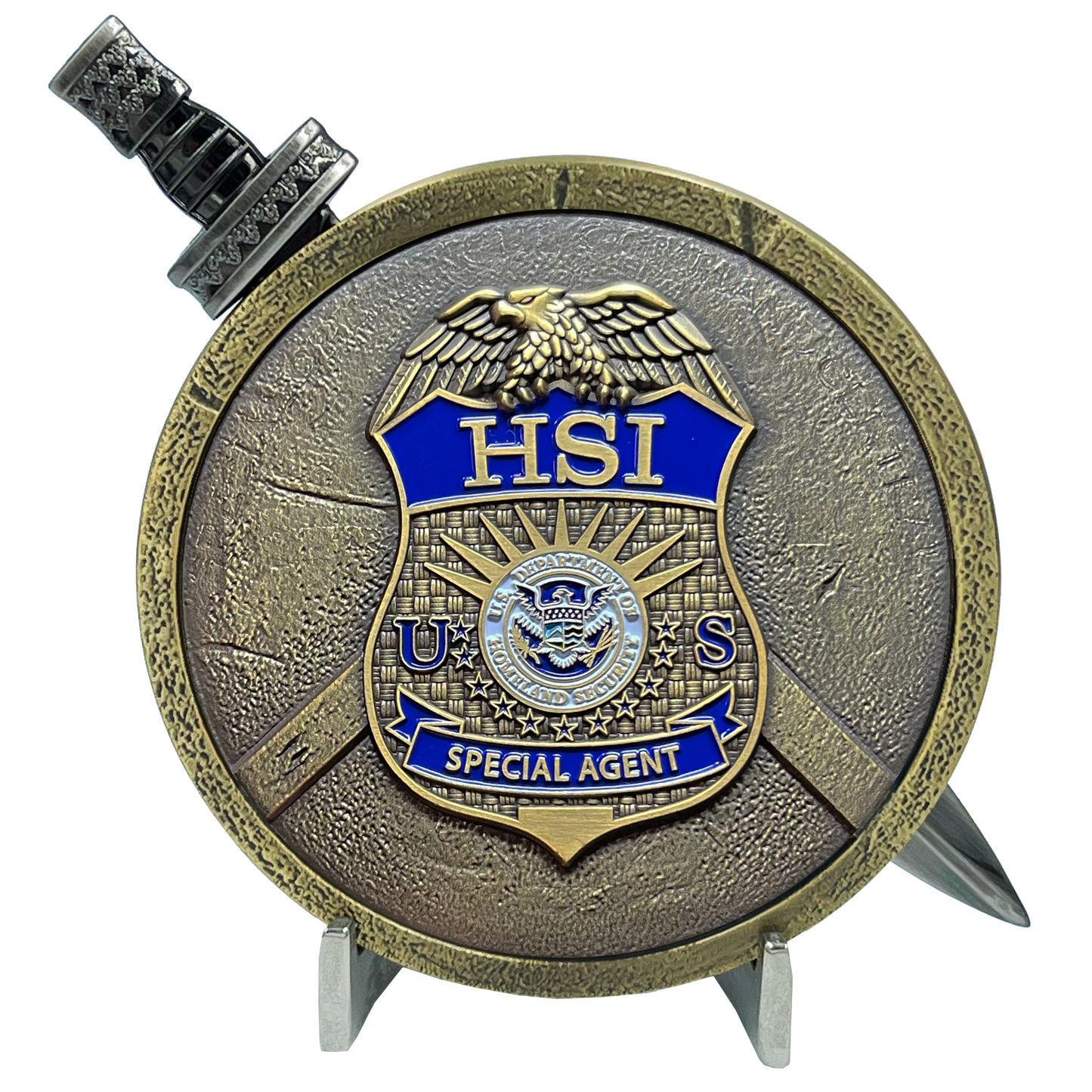 EL3-018 HSI Special Agent Shield with removable Sword Challenge Coin Set