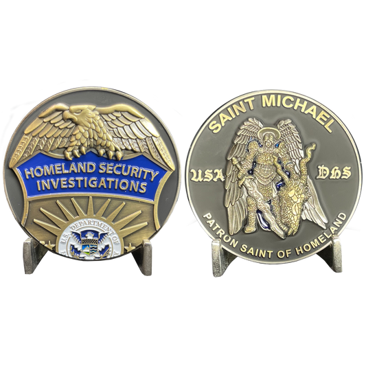 EL8-04 HSI HSI Special Agent Saint Michael Patron Saint Challenge Coin ST. MICHAEL