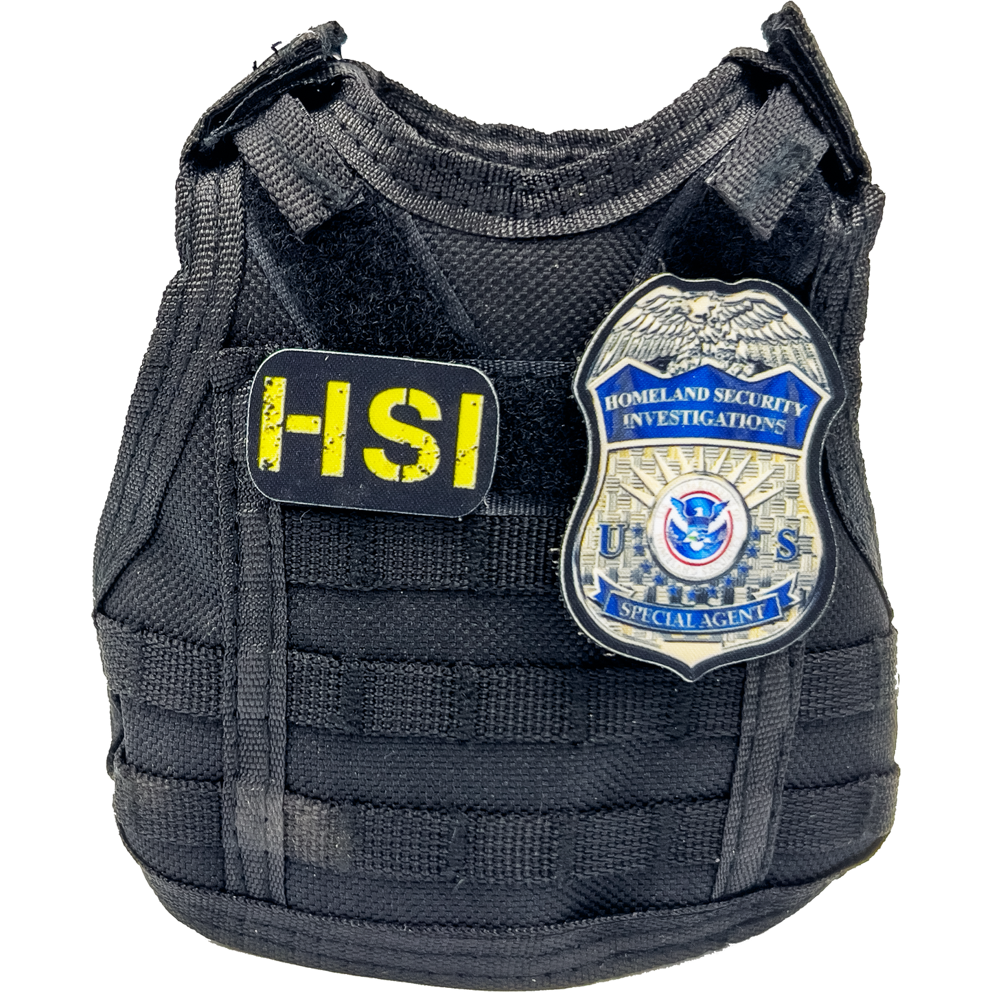 BL2-013 HSI SPECIAL AGENT Tactical Beverage Bottle or Can Cooler Vest with removable patches perfect gift for Challenge Coin collectors