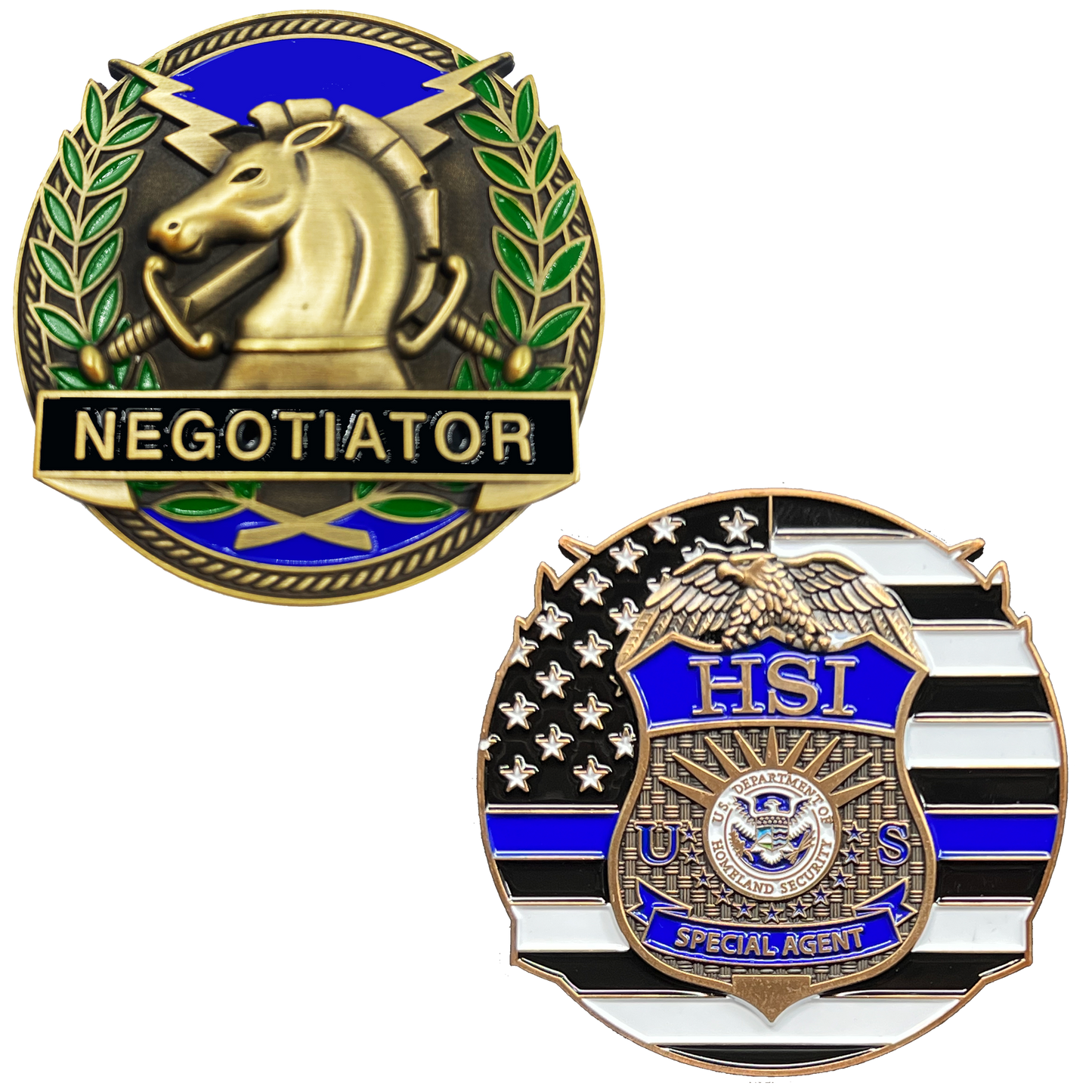 EL16-18 HSI Special Agent Thin Blue Line Negotiator Challenge Coin