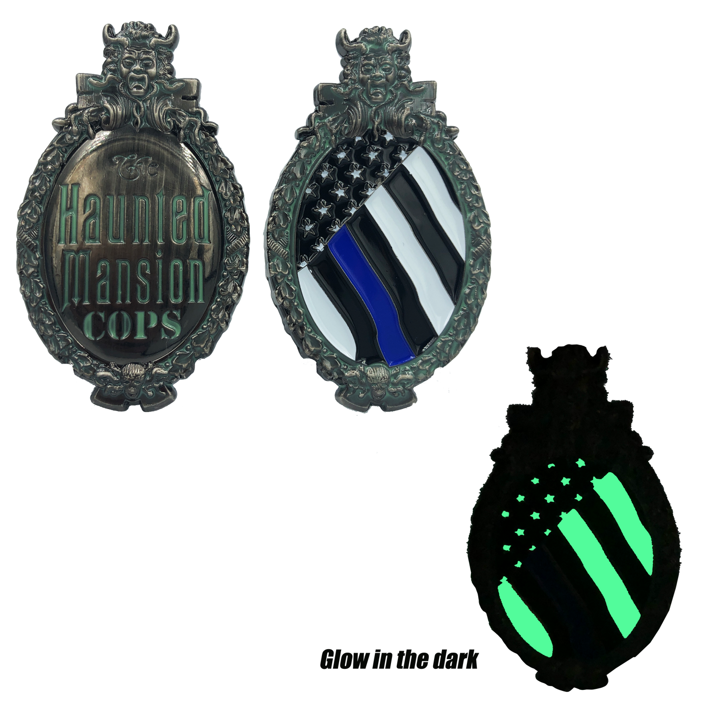 GG-009 The Haunted Mansion Thin Blue Line Challenge Coin NYPD LAPD CBP Chicago Police Texas California Florida
