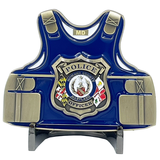 discontinued BL8-007 Howard County Maryland Police Department Police Officer Body Armor Challenge Coin