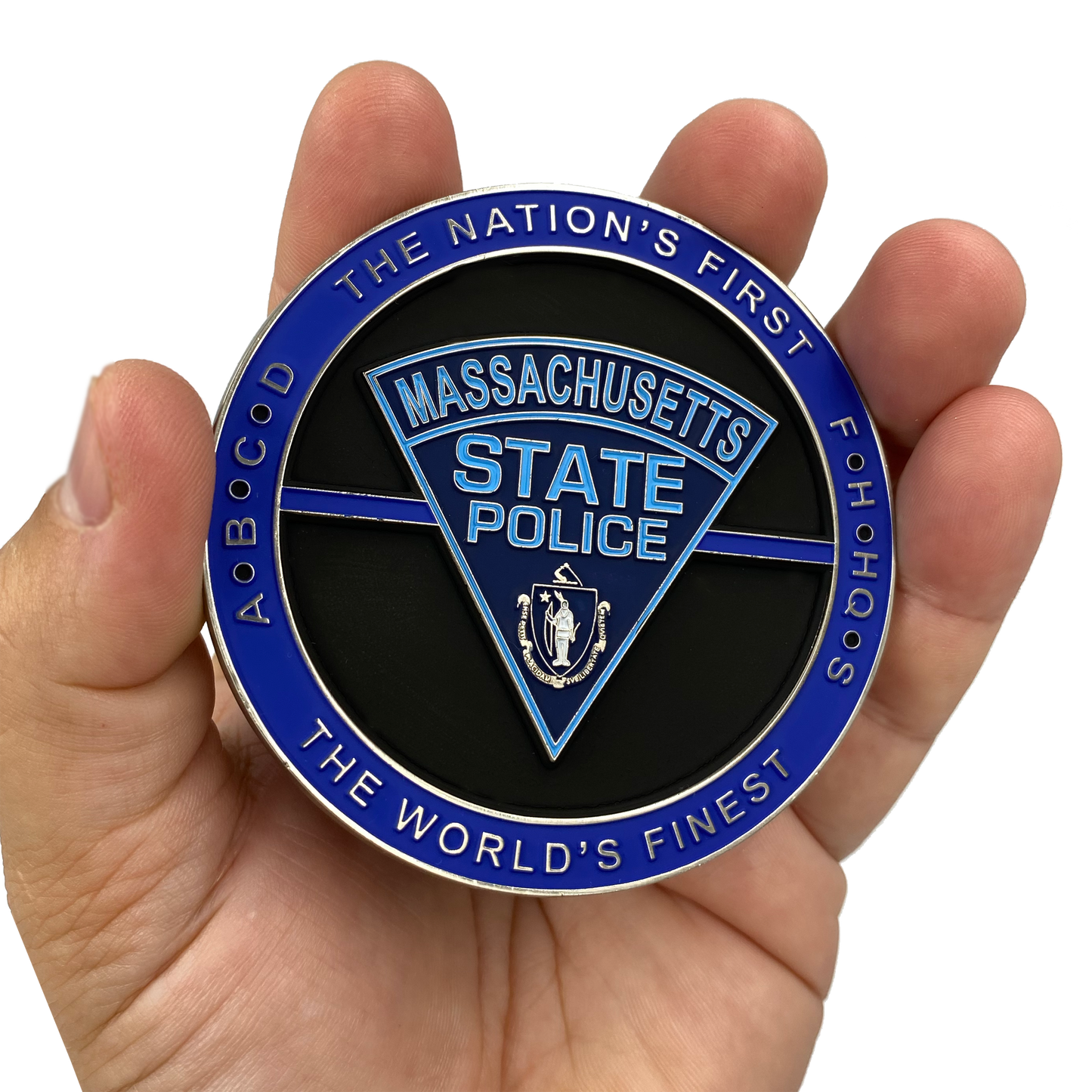 DL9-02 Massive 3 inch MSP Challenge Coin Massachusetts State Police Trooper