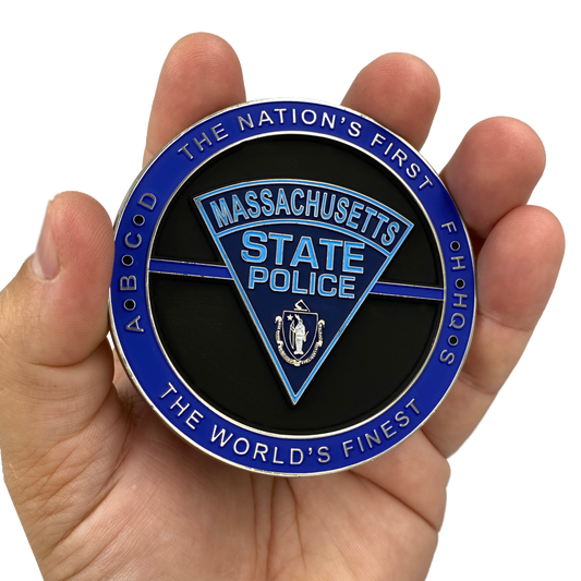 DL9-02 Massive 3 inch MSP Challenge Coin Massachusetts State Police Trooper