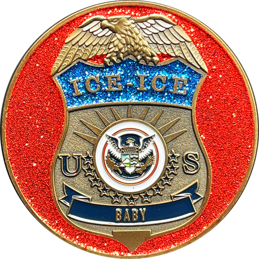 discontinue BL12-002 ICE ICE Baby Challenge Coin ERO DRO HSI Vanilla Ice Parody Immigration and Customs Enforcement