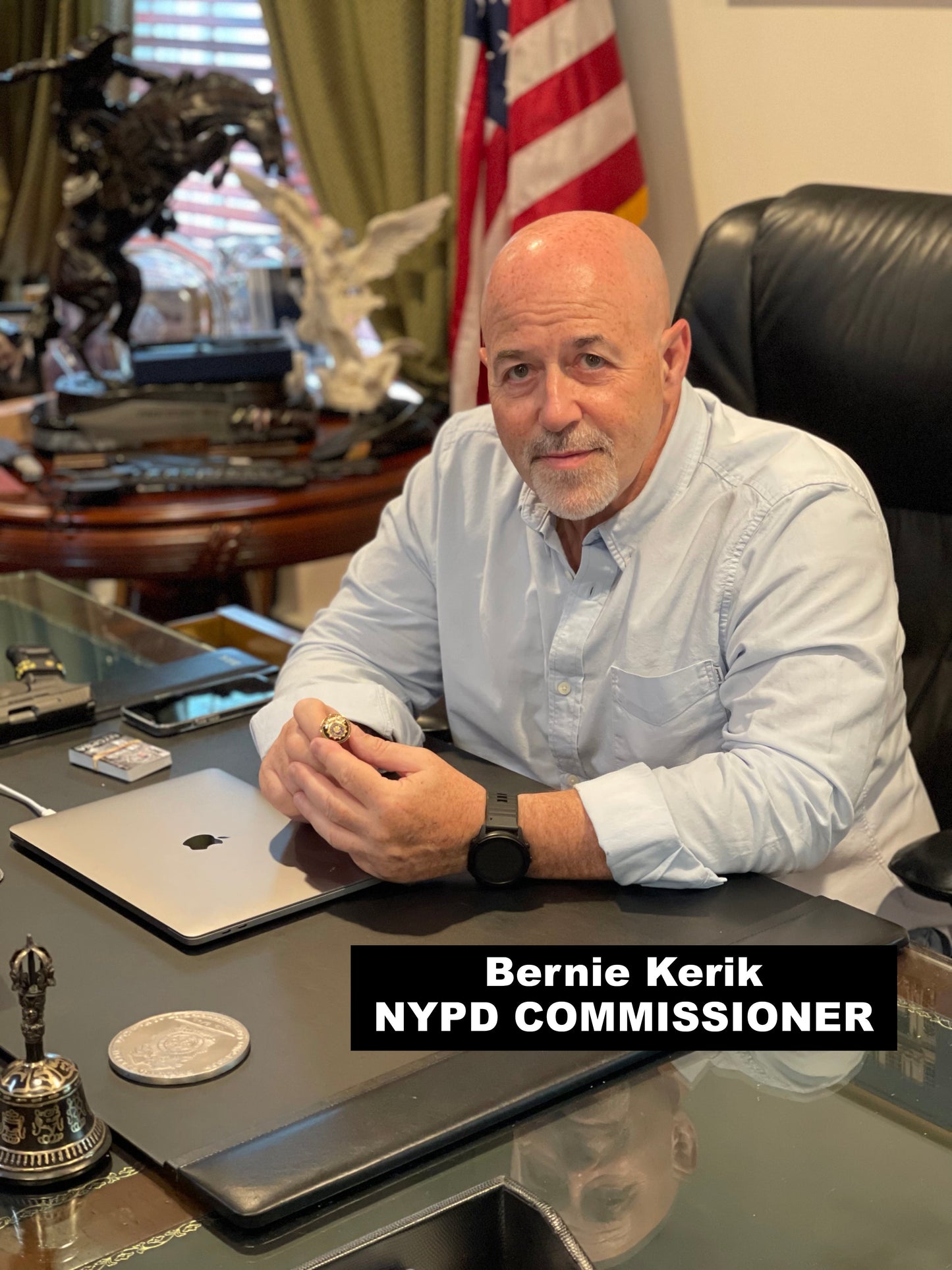 BL9-017 NYPD Commissioner Lapel Pin as seen on Blue Bloods real 24KT Gold and Silver Plated