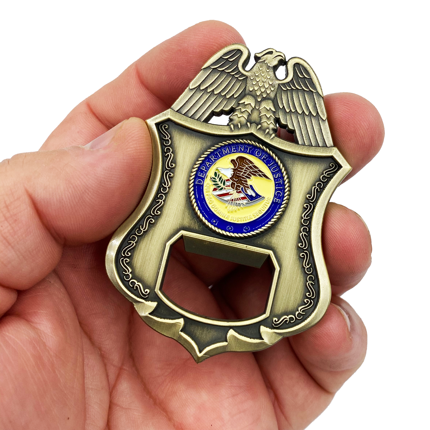 discontinued DL3-04 INS Challenge Coin Bottle Opener Legacy Immigration Inspector Special Agent DOJ not CBP