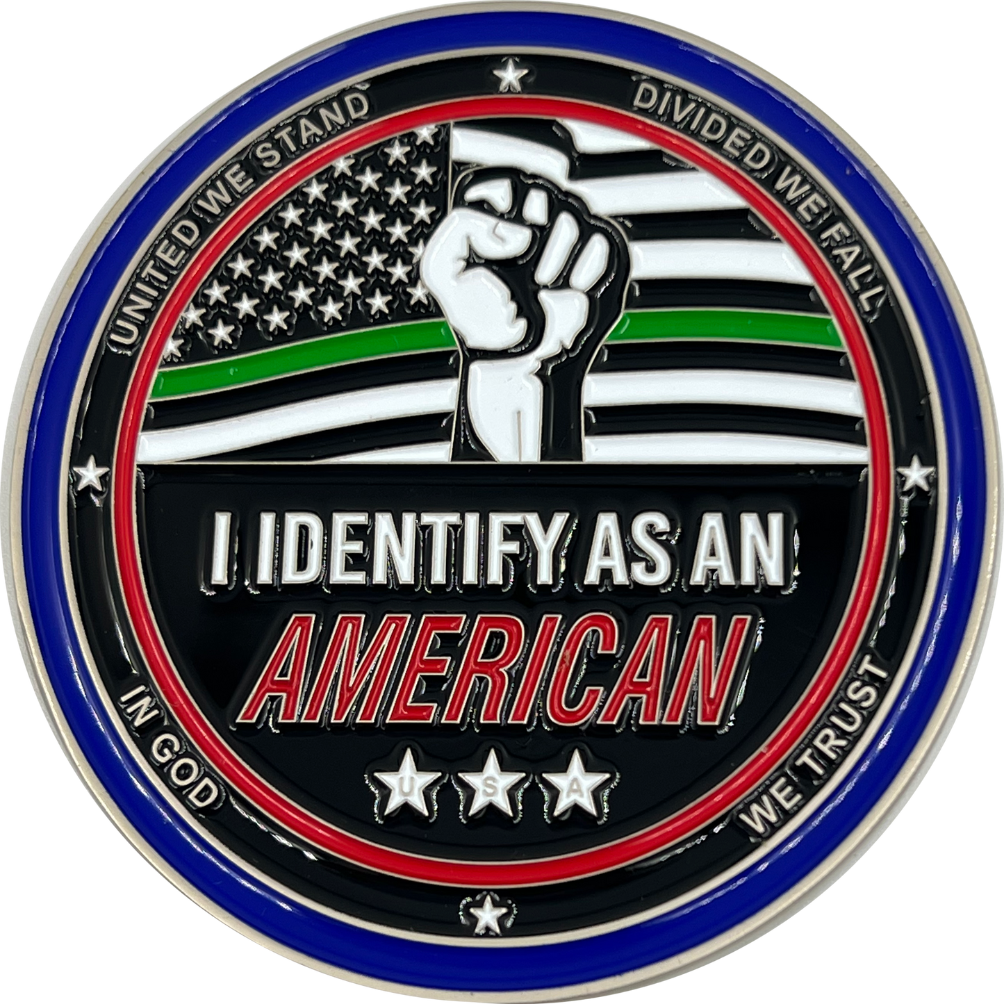 EL12-010 My Pronoun is AMERICAN Thin Green Line Challenge Coin Border Patrol Deputy Sheriff Military