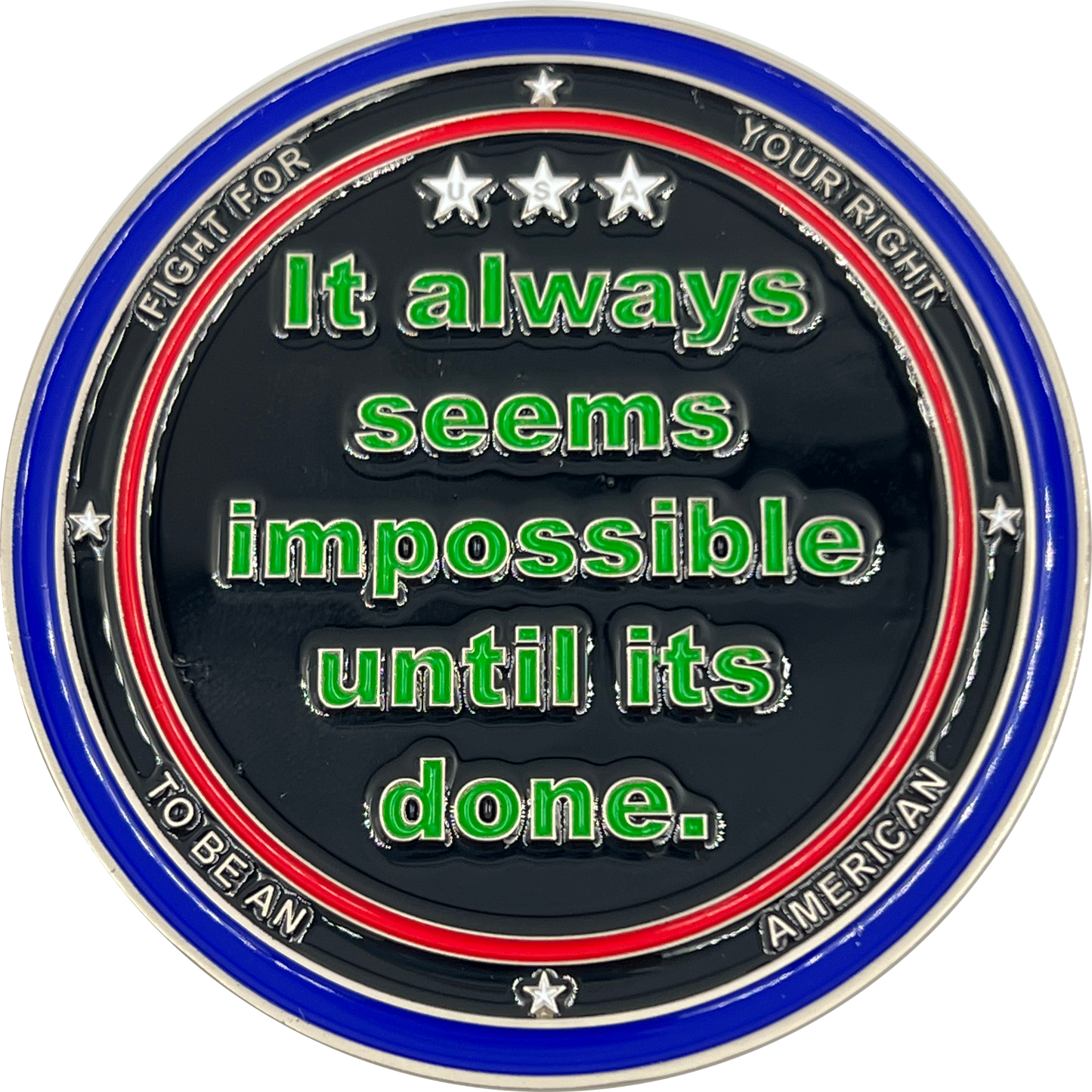 EL12-010 My Pronoun is AMERICAN Thin Green Line Challenge Coin Border Patrol Deputy Sheriff Military