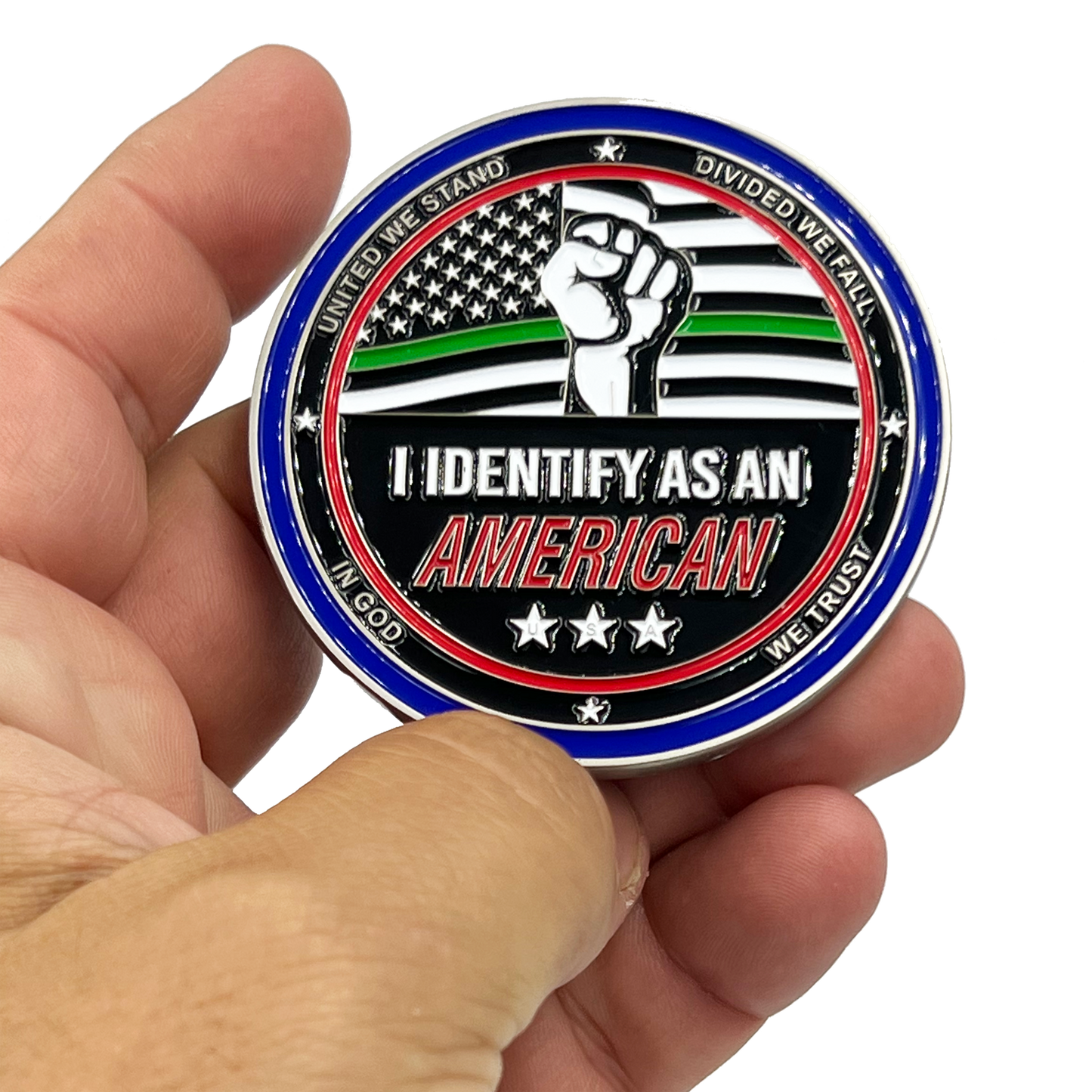 EL12-010 My Pronoun is AMERICAN Thin Green Line Challenge Coin Border Patrol Deputy Sheriff Military