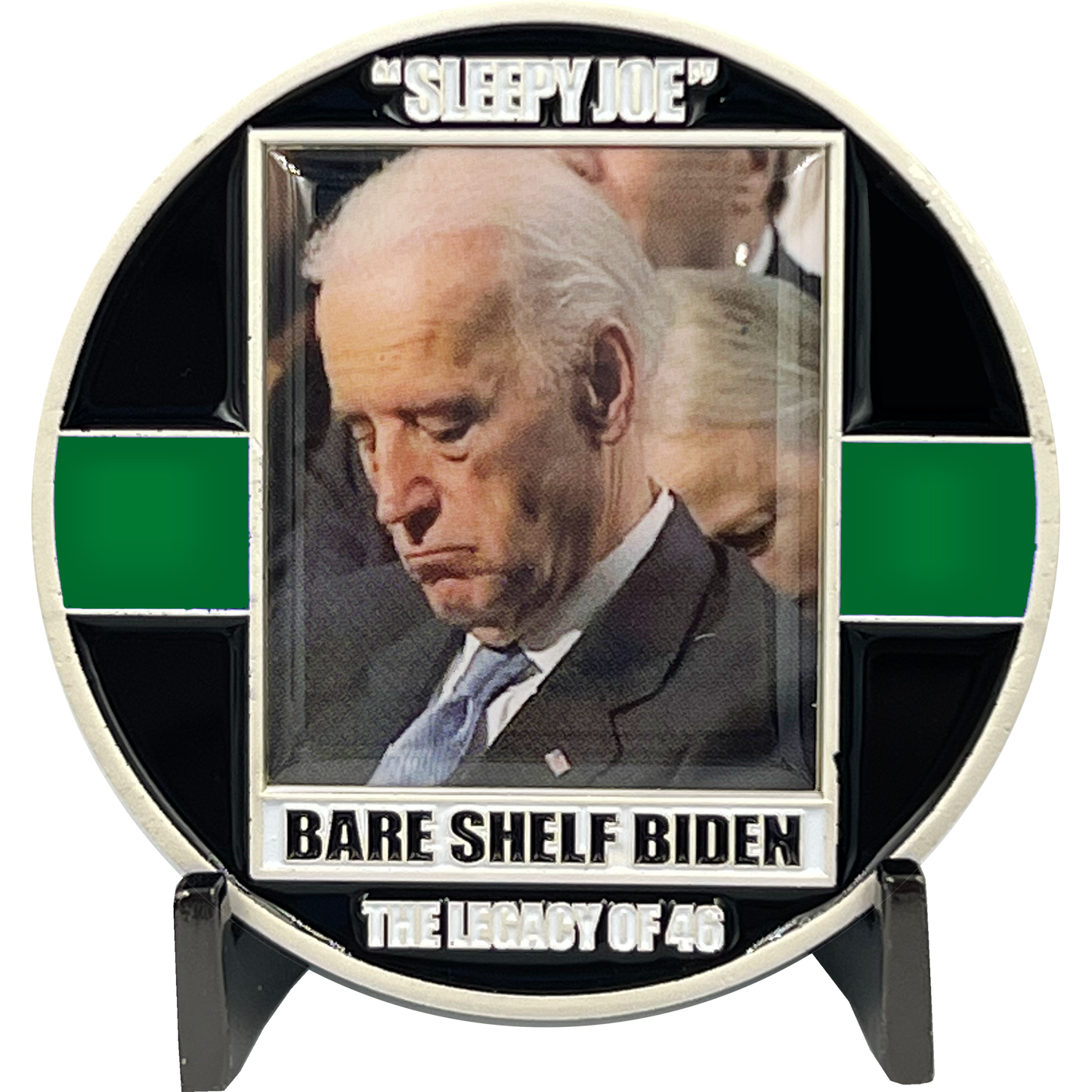 GL3-011 Thin Green Line Funny inflation Sleepy Joe Bare Shelf Biden Gas parody Challenge Coin MAGA Donald Trump 2024 gift