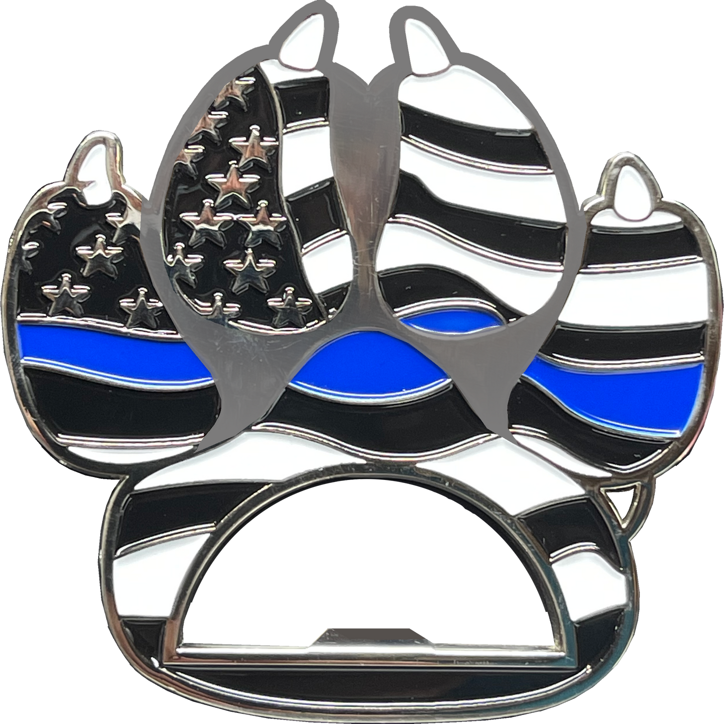 BL15-011 Thin Blue Line Police Canine K9 unit paw bottle opener challenge coin