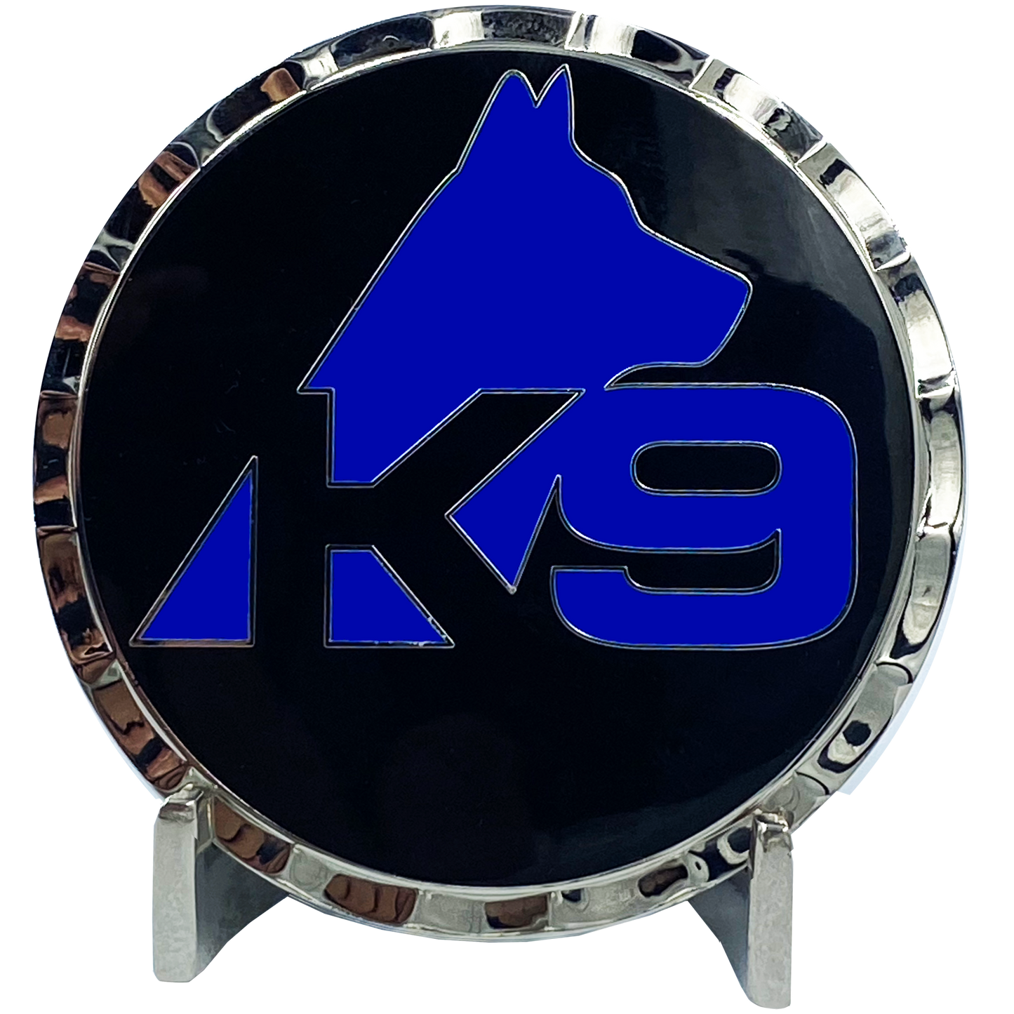 E-009 K9 Police Thin Blue Line Challenge Coin Fist Paw Bump