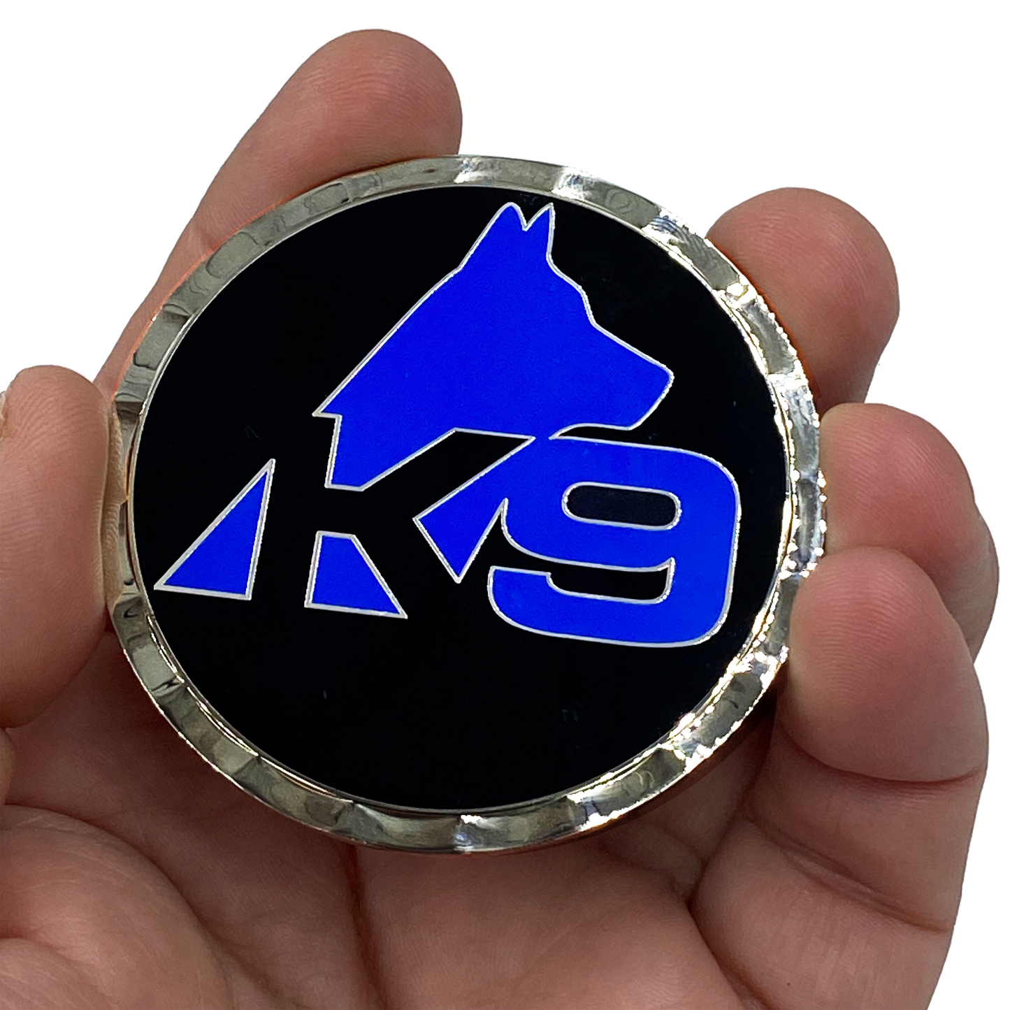 E-009 K9 Police Thin Blue Line Challenge Coin Fist Paw Bump